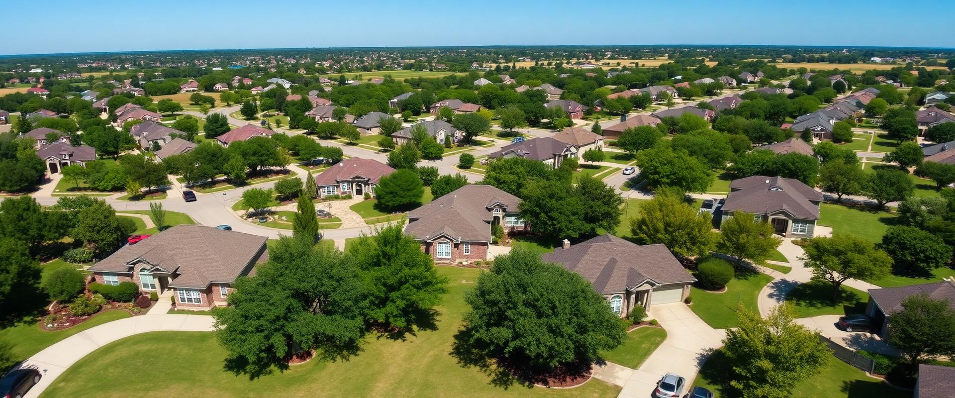 Aerial view of Texas residential neighborhoods served by Boone's Gutter Services