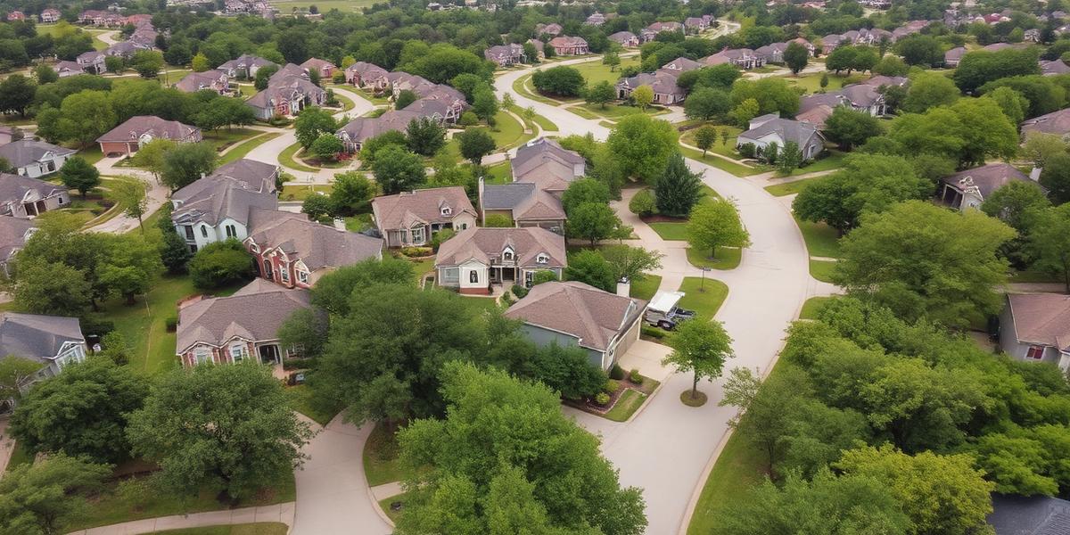 Aerial view of Montgomery County Texas neighborhood served by Boone's Gutter Services
